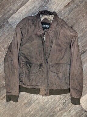 Vintage Learsi Brown Leather Map Jacket